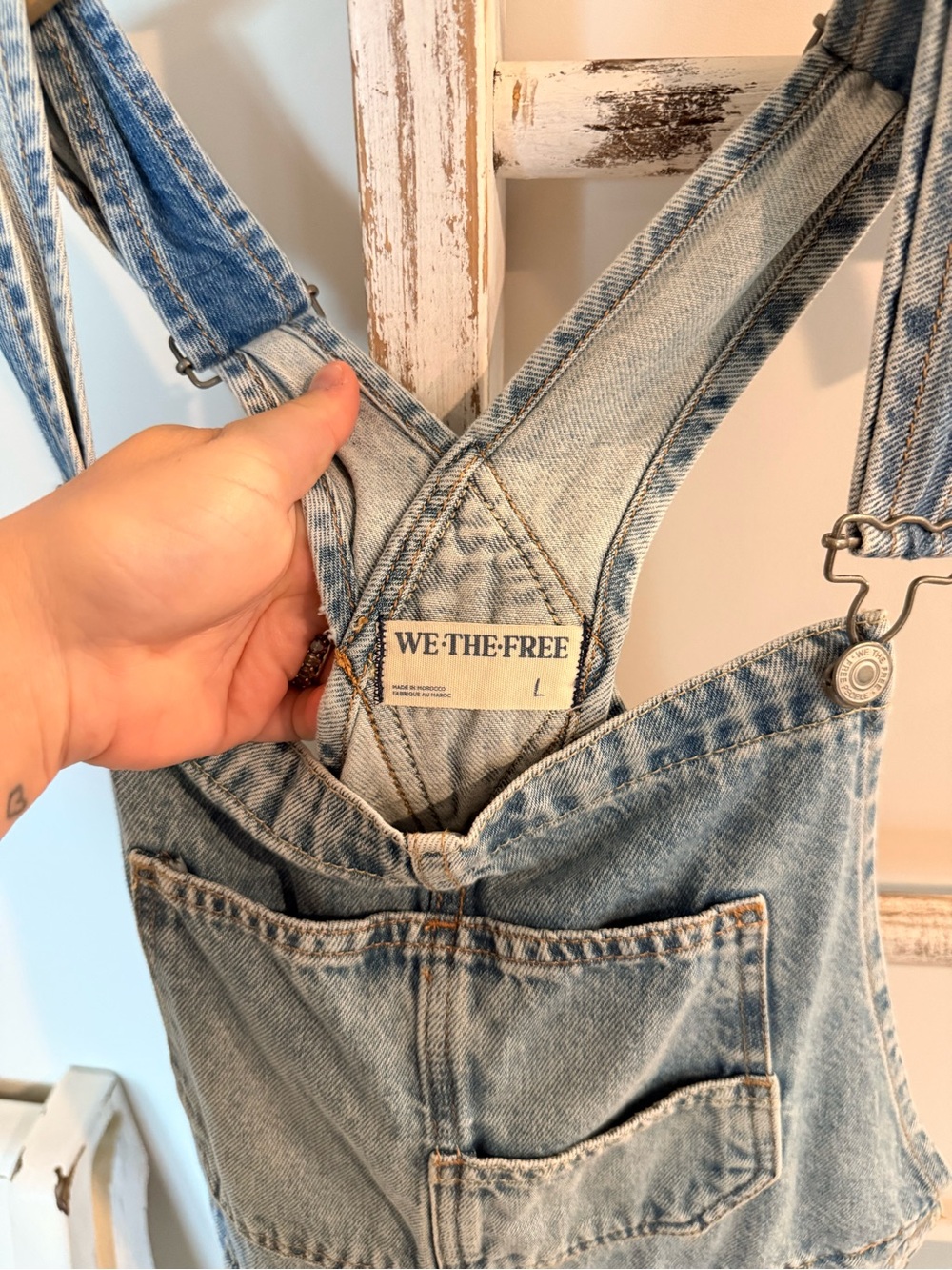 Free People Light Blue Denim Short Overalls - Picture 3 of 3